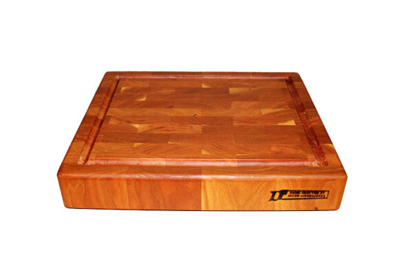 Heavy Duty End Grain Wooden and Handmade Cutting Board With Handle, Juice Grooves And Non-Slip Feet - Image 2