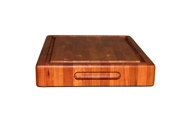 Heavy Duty End Grain Wooden and Handmade Cutting Board With Handle, Juice Grooves And Non-Slip Feet - Image 3