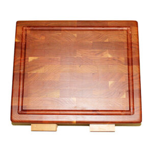 Heavy Duty End Grain Wooden and Handmade Cutting Board With Handle, Juice Grooves And Non-Slip Feet