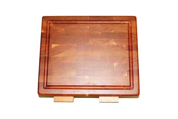 Heavy Duty End Grain Wooden and Handmade Cutting Board With Handle, Juice Grooves And Non-Slip Feet