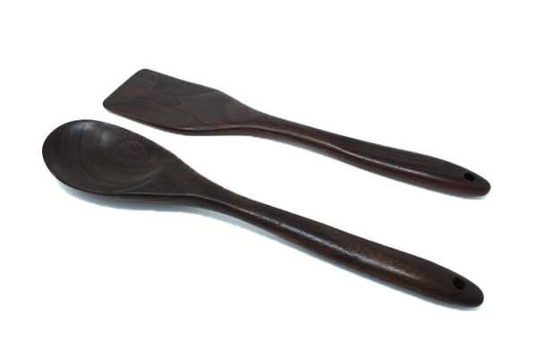 All Around Wooden and Handmade Kitchen Regular Spoon and Spatula Set Black Walnut